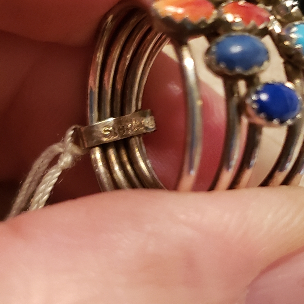 🌹Beautiful 9 Multi-Gemstone Harem style ring Sterling 9 RINGS♥️ - Picture 5 of 8